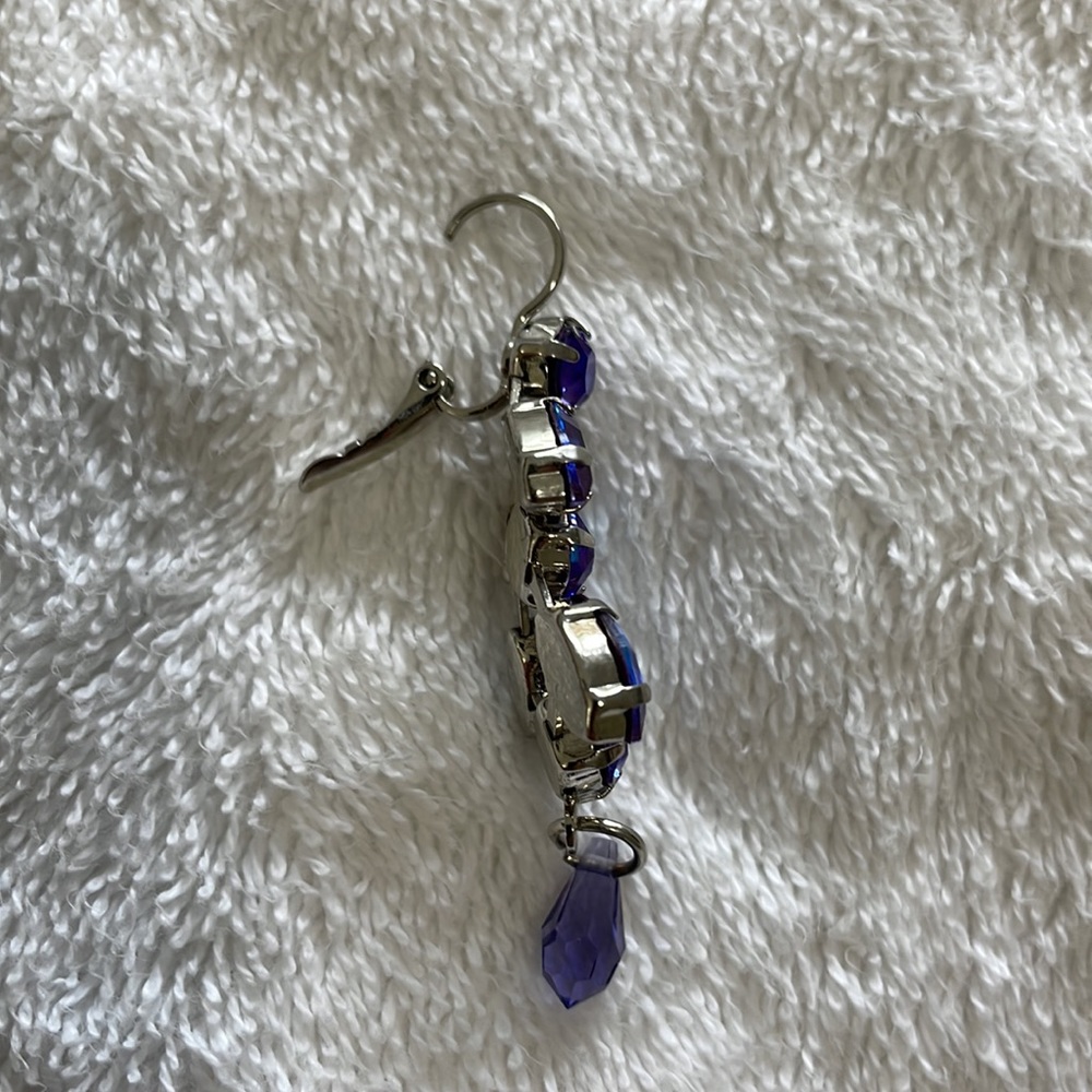 MARIANA, Made in Israel, Chandelier earrings, Navy Genuine Swarovski Crystal - Picture 4 of 5